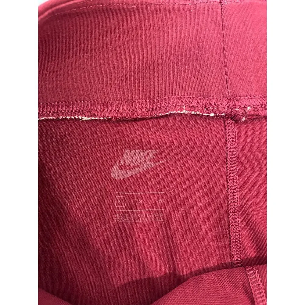 Nike maroon leggings womens XL cropped swoosh logo high waist